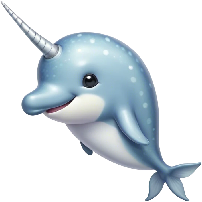 Cinematic Cute Narwhal Portrait Emoji, Head tilted playfully and inquisitively, showcasing a sleek, streamlined body with subtly iridescent, mottled gray skin and a prominently spiraled ivory tusk, complemented by round, sparkling eyes full of gentle wonder, Simplified yet irresistibly adorable features, highly detailed, glowing with a warm, friendly arctic glow, high shine, affectionate and lively, stylized with a touch of whimsical marine charm, soft glowing outline, capturing the essence of a mischievous yet loving narwhal that seems as if it could frolic out of the screen into your heart! emoji