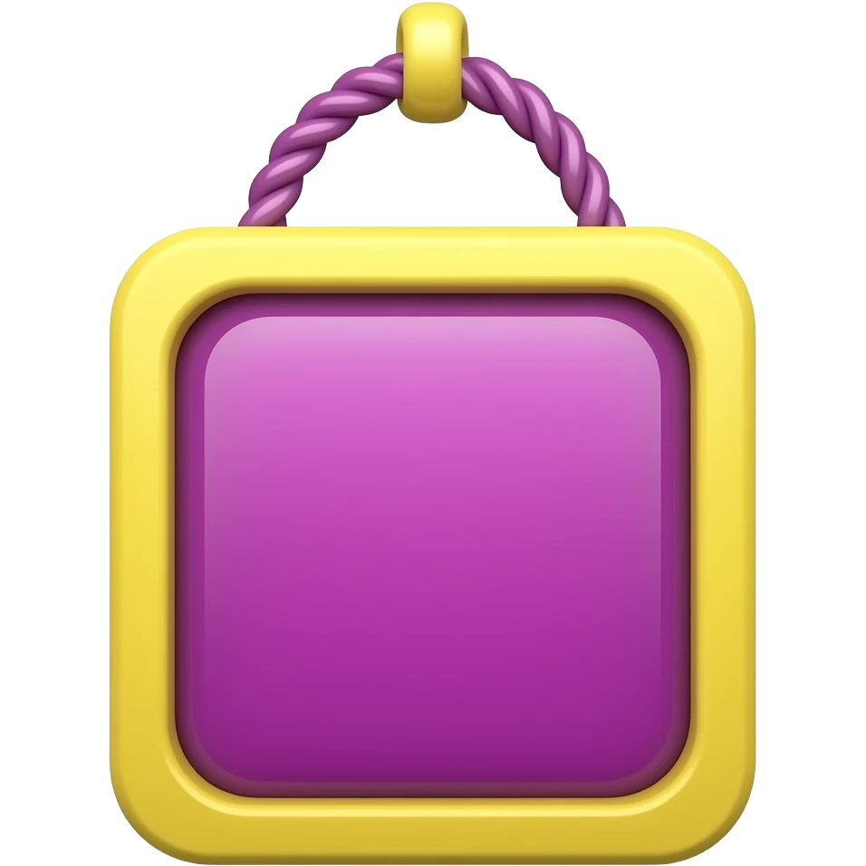 yellow and purple  hanging wall decor with a soft curved rope at the top and a square at the bottom inspired by Barbie colour palette emoji
