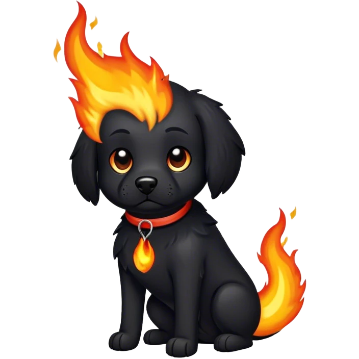 black Dog on fire emoji