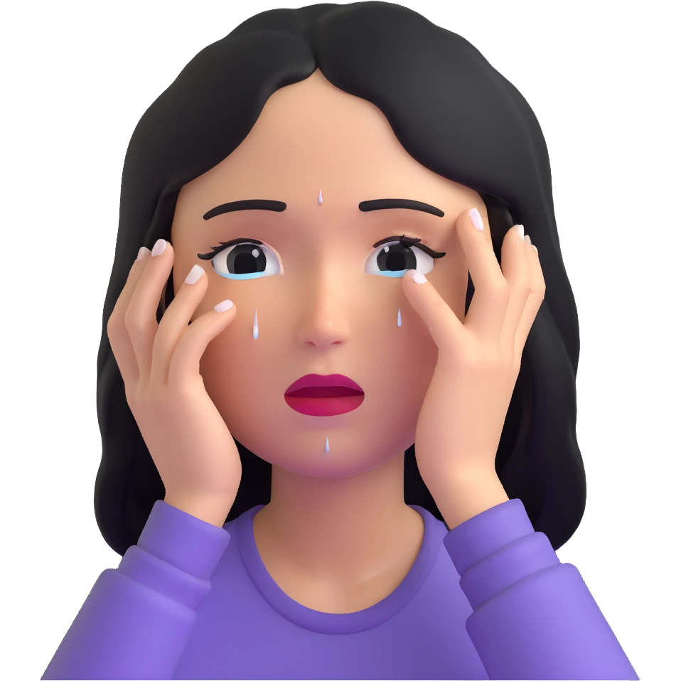 sad woman with tears streaming down her face emoji