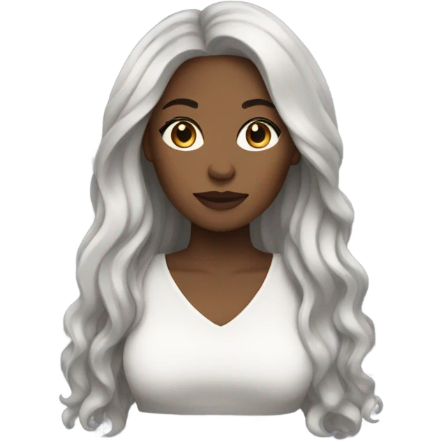 black woman with long hair and a nice top emoji