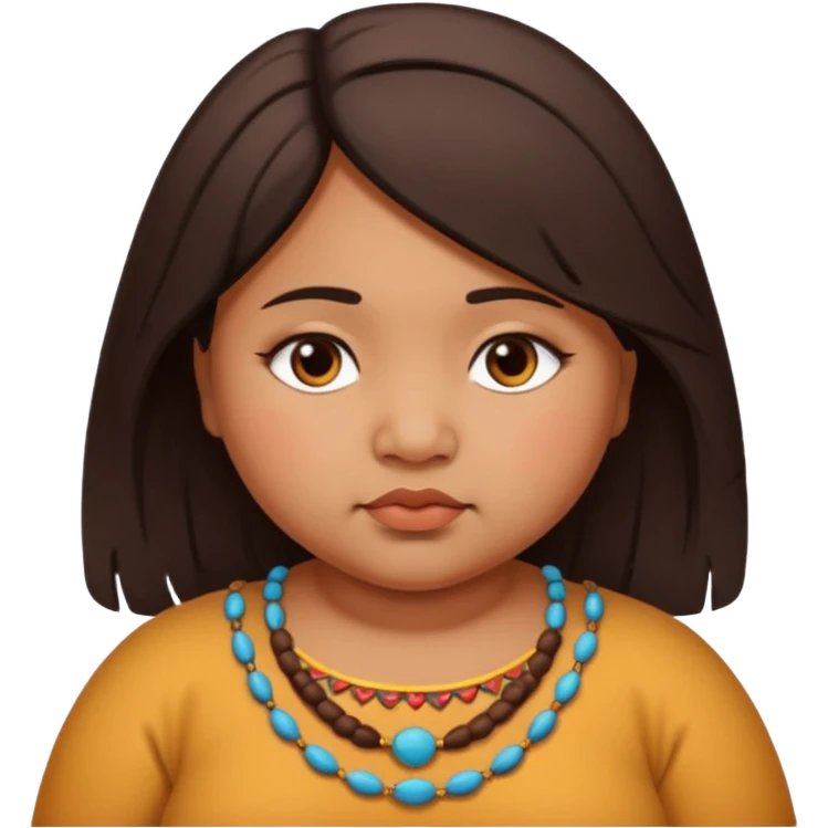 A north eastern brown (indian ) girl who is chubby but cute and her hair is mid length and her eyes are a little downturned emoji