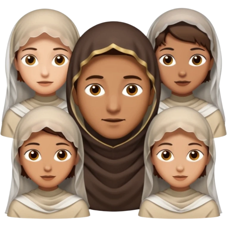 1 man with short hair and 4 veiled women emoji