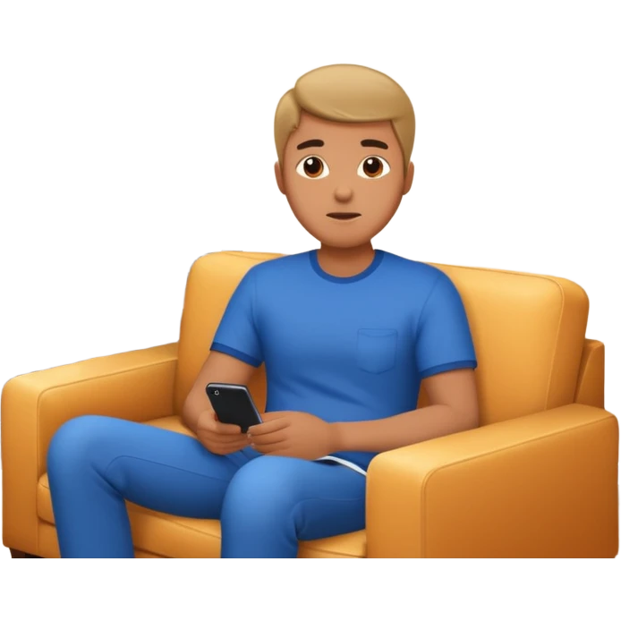A man photographed from behind, sitting on a sofa and watching the news on TV on a modern flat screen. The setting is a living room. emoji