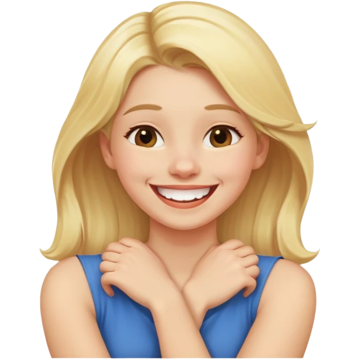 girl laughing with her arms crossed around her neck  emoji
