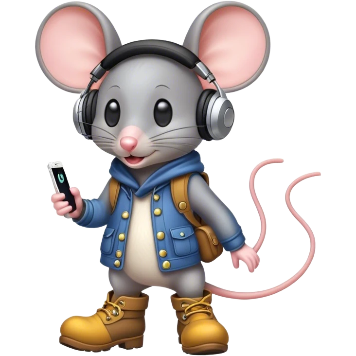 Mouse with boots and headphones emoji