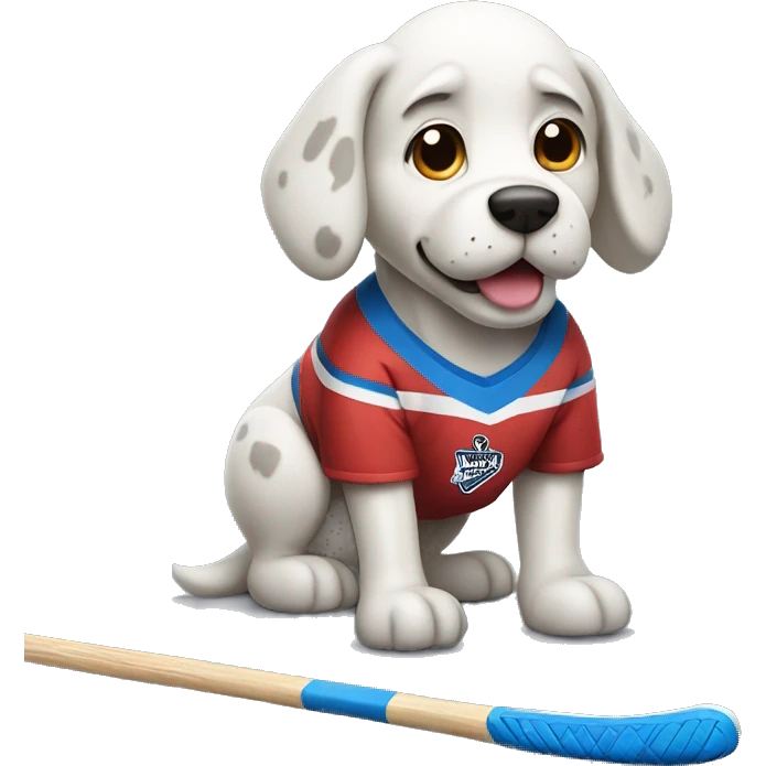 Dog playing ice hockey emoji