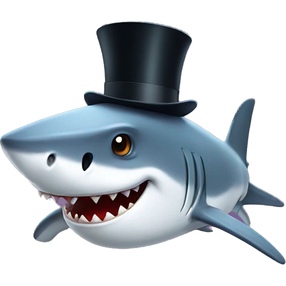 Shark with a top hat emoji