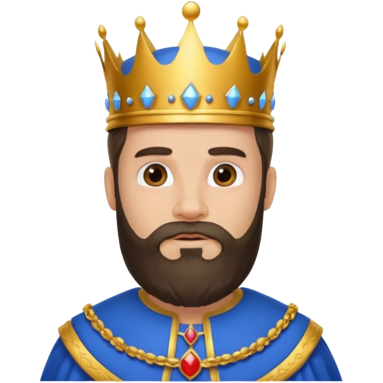bearded king with crown and blue outfit emoji