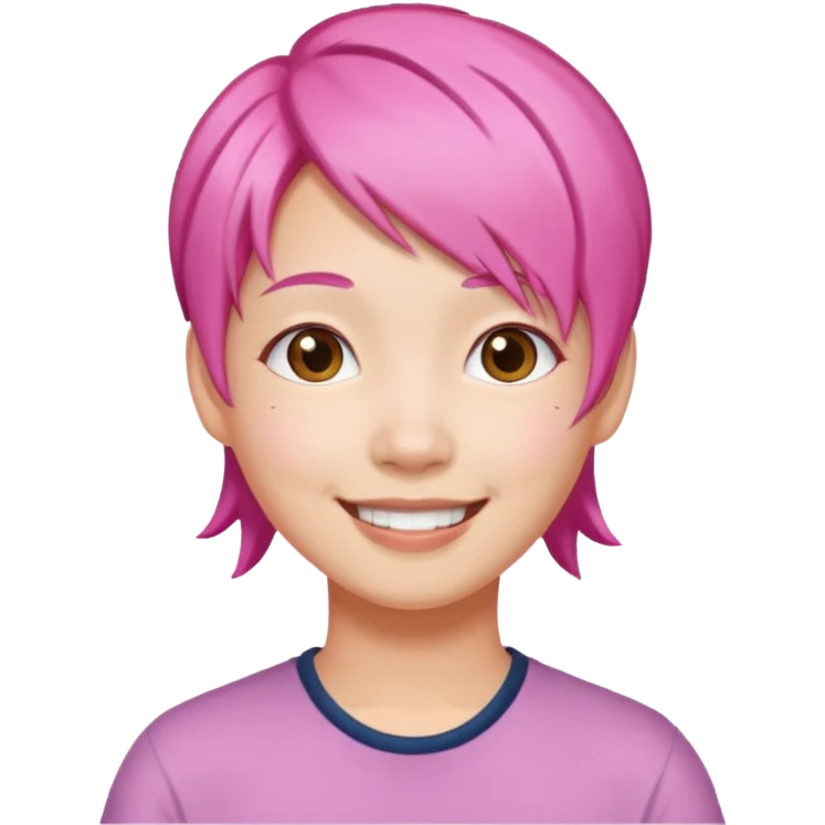 asian emoji face withpink hair  emoji