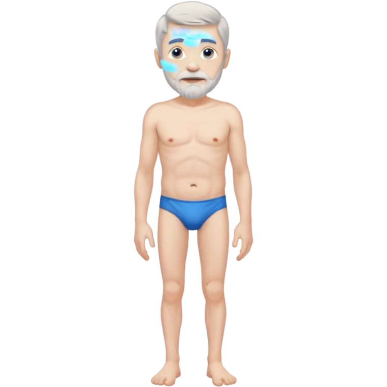 Older Man gray hair short beard legs blue eyes pale skin naked emoji