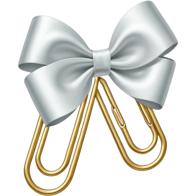 one gold paper clip with one small white bow in the middle emoji