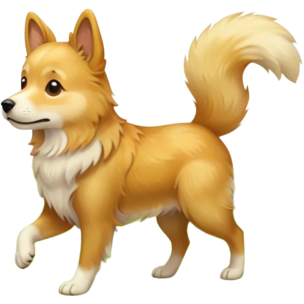 a dog is walking in a clearing emoji