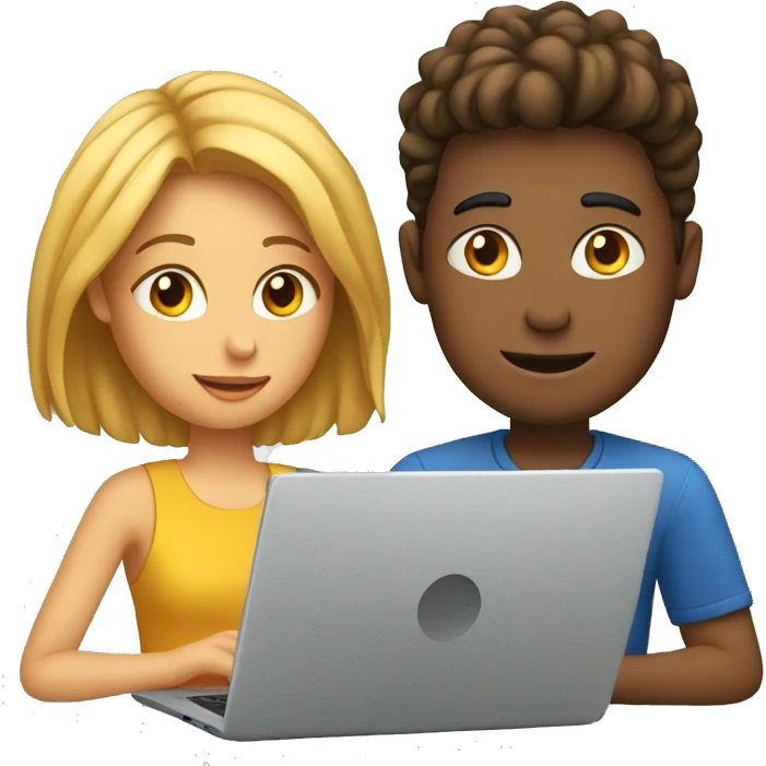Two people are looking into the laptop emoji