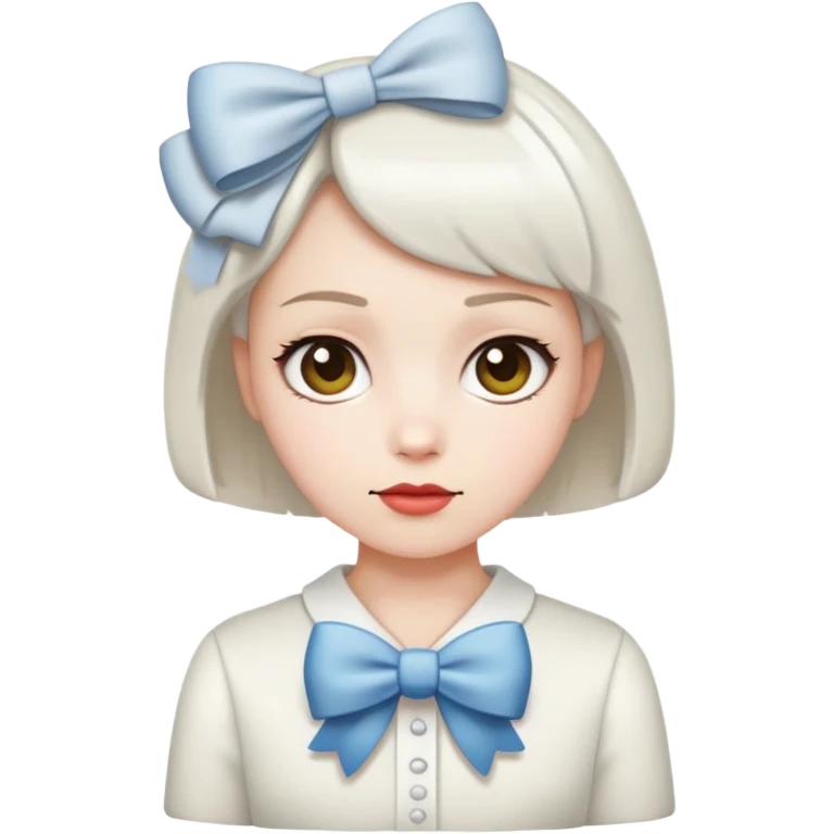 White skin with short hair and bow emoji