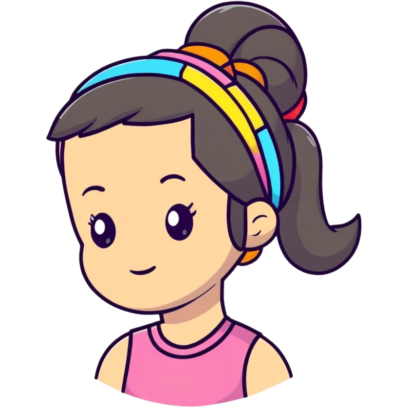 girl with ponytail and colorful headband emoji