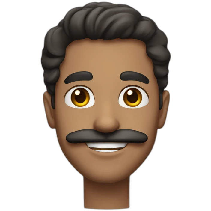 Middle eastern guy with mustache dark features big smile emoji