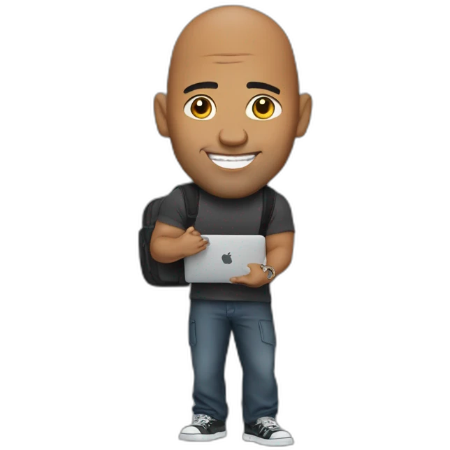 The rock with a MacBook emoji