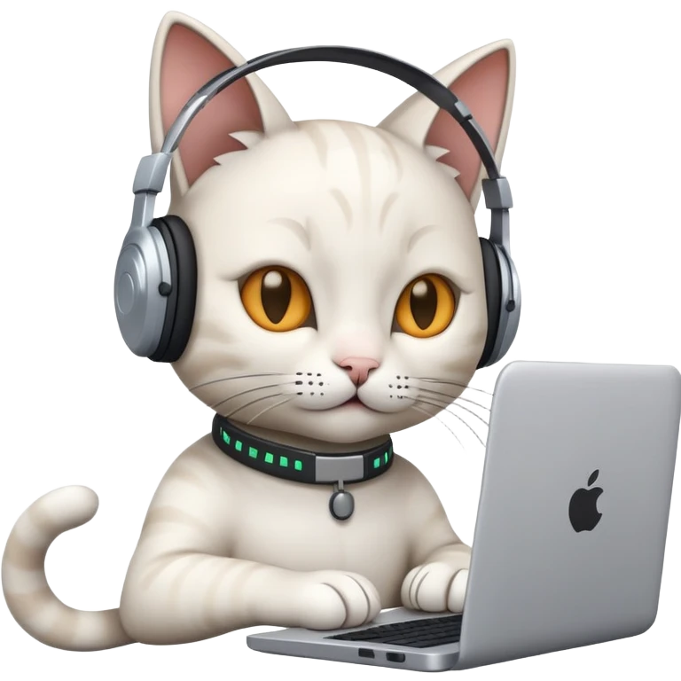 cat with headphones coding on computer emoji