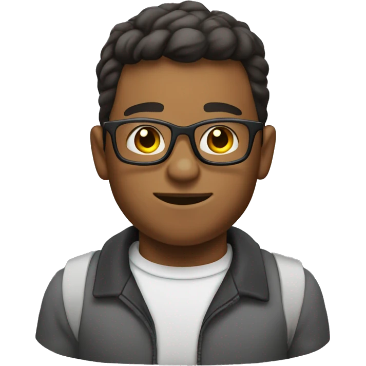 young man with very very slightly  slightly tanned skin weightlifting with glasses emoji