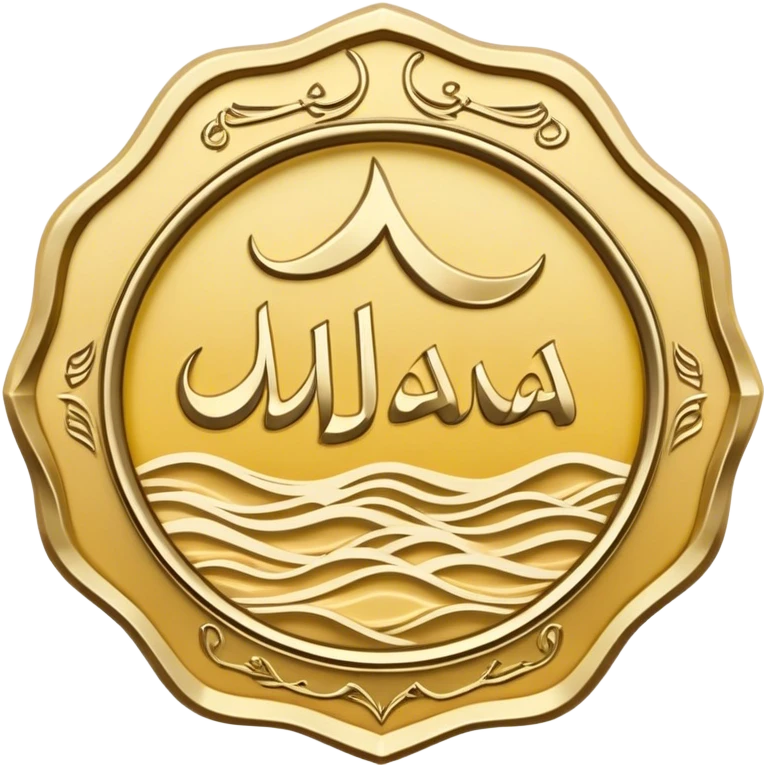 "A golden badge-like logo with wavy edges, resembling a seal. The text 'MAHANA' is at the top, while 'M.H.N' is centered. At the bottom, the Persian text 'ماحانا' is displayed. The color scheme consists of shades of gold and yellow with soft shadows for a three-dimensional effect. The design is simple and formal, suitable for branding." emoji