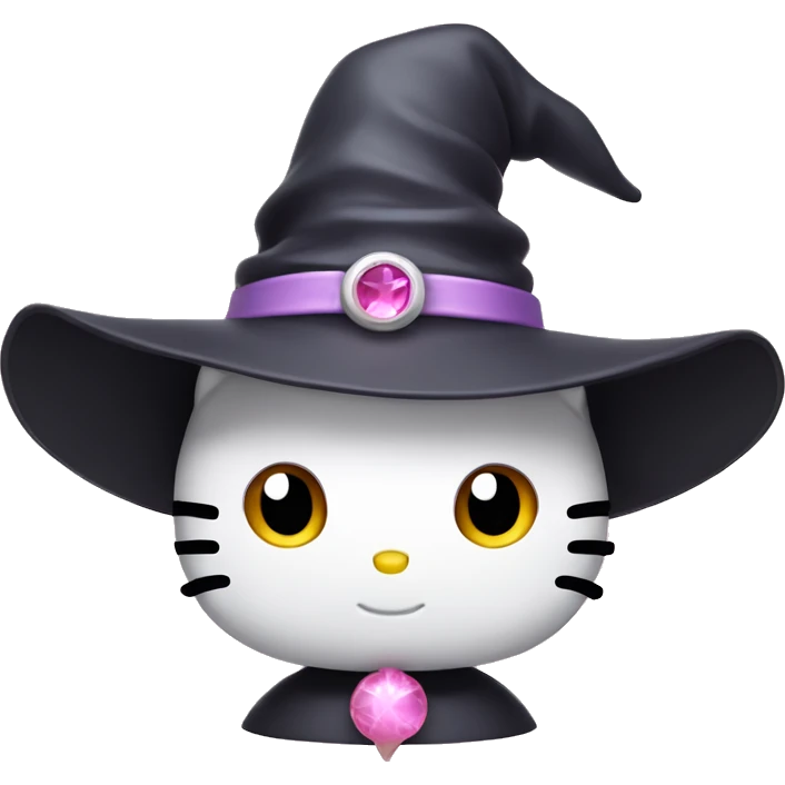 Hello kitty with witch light pink hat emoji