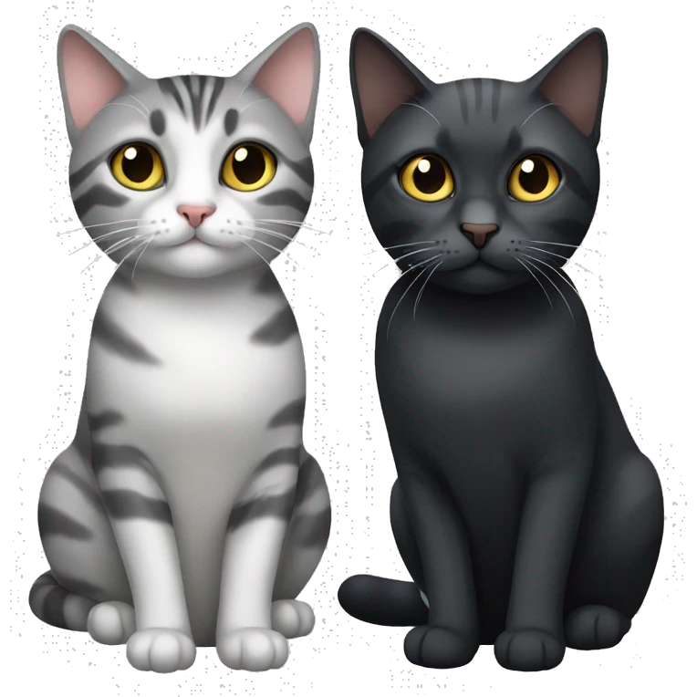 grey tabby cat and black white cat emoji