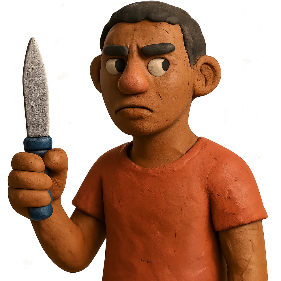 hombre con piel moreno clara, navaja en la mano emoji