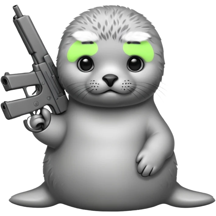 Baby seal with two guns emoji