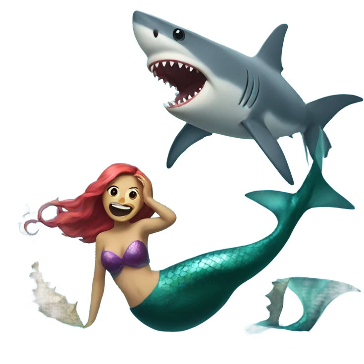 shark and mermaid playing  emoji