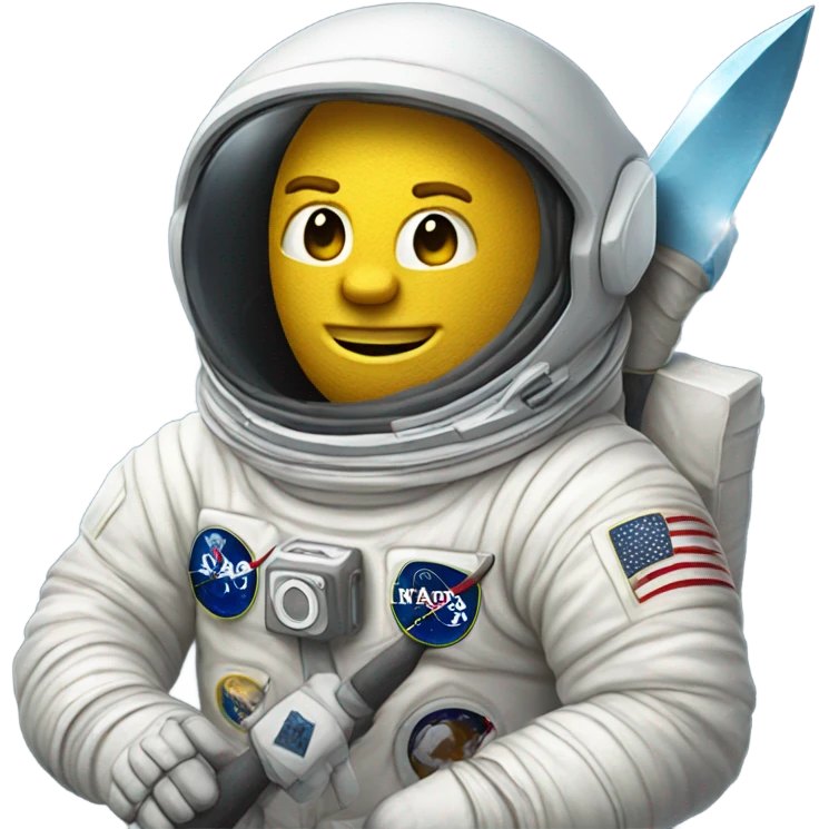Neil Armstrong in an Astronaut suit holding a picaxe emoji