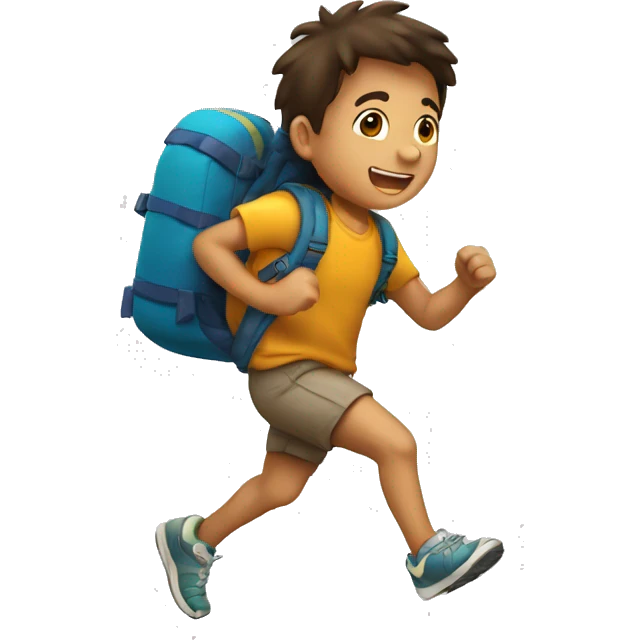 Niño corriendo con una mochila  emoji