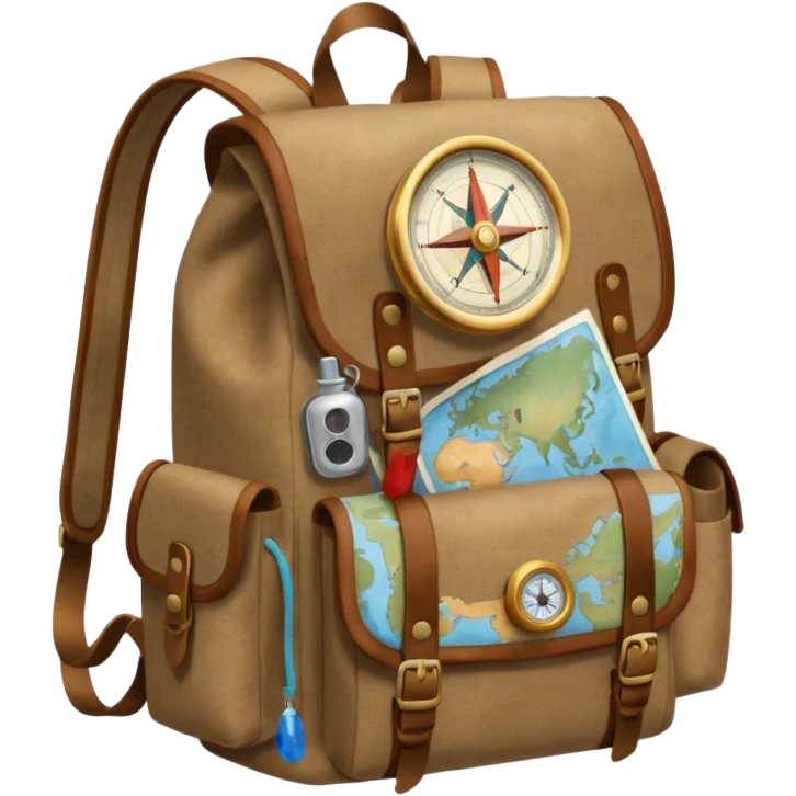 backpack with many exploring items emoji
