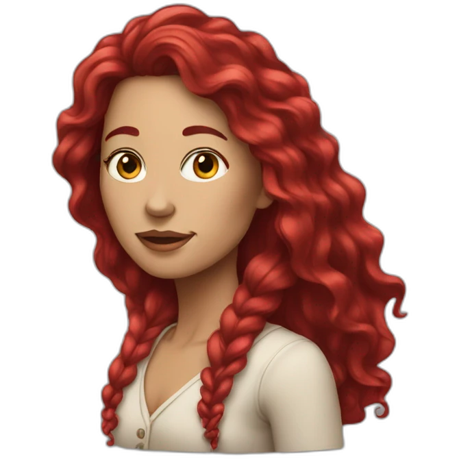 woman with long ruby hair emoji