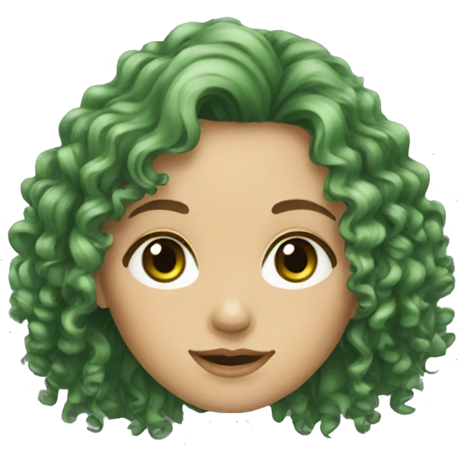 Long curly hair girl green eyes emoji