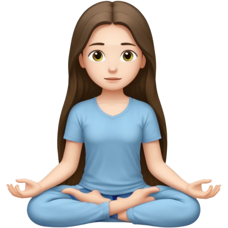 pretty white brunette teen long hair with hazel eyes meditating emoji