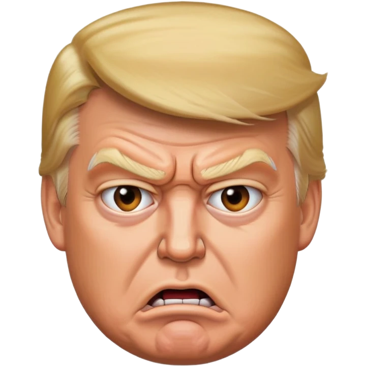 Trump with an angry expression emoji