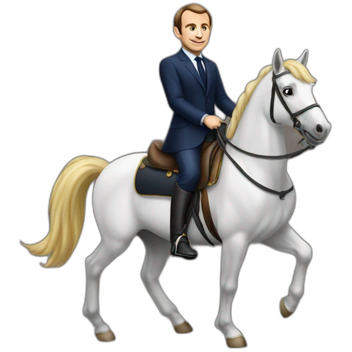 Emanuel Macron sur un poney emoji