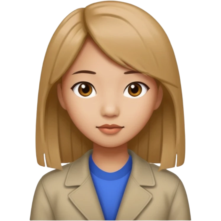 Asian girl with light brown skin and pin-straight hair emoji