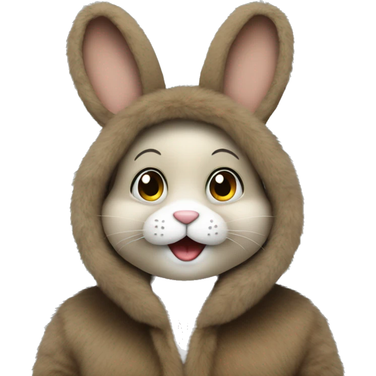 A bunny in a fur coat emoji