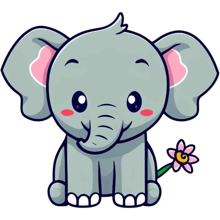 Elephant with hummingbird wings and flower trunk emoji