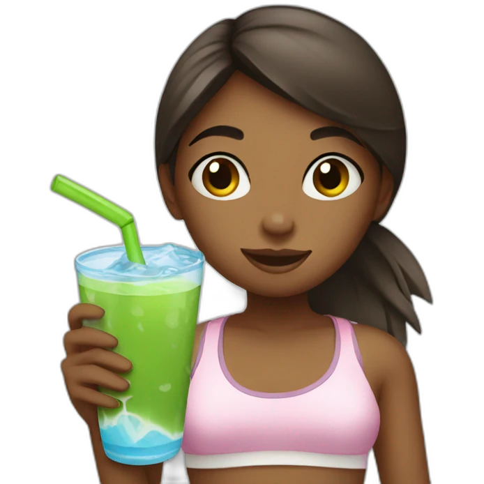 Girl drinking coconut water emoji