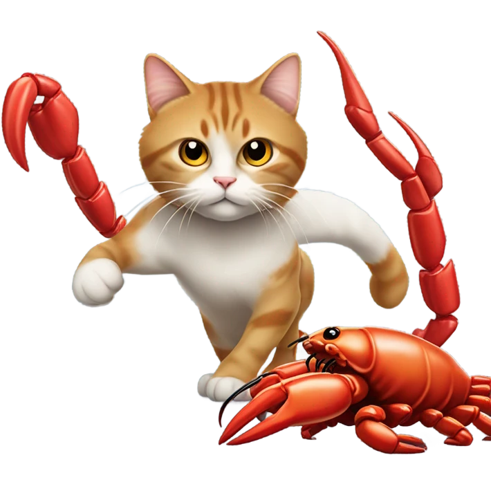 Cat fighting a lobster emoji