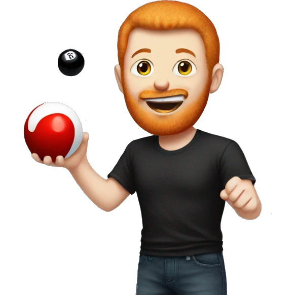 ginger guy eating an 8-ball emoji
