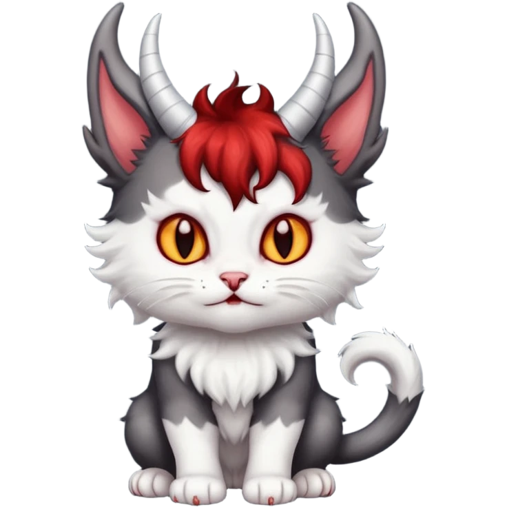 dark grey and white devil satan kitten emoji