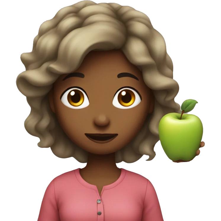 a girl with a aple emoji