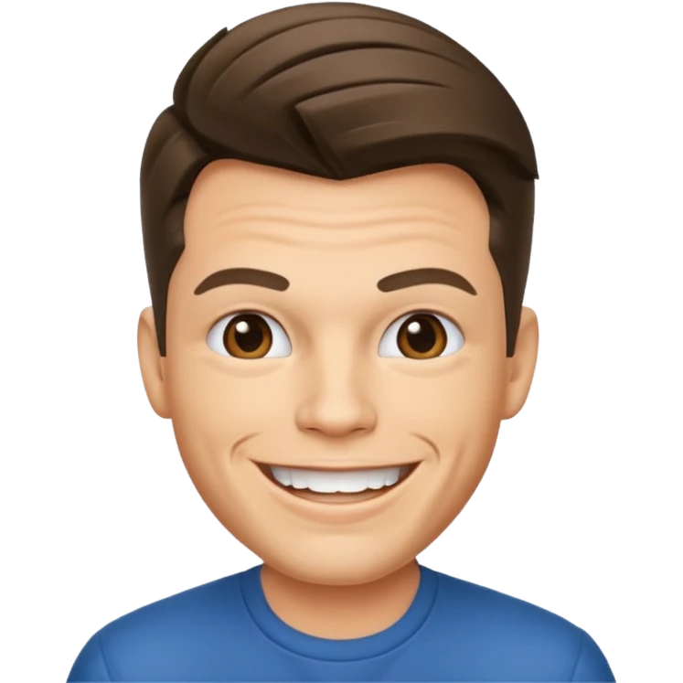 photo realistic Theo von smiling very wide emoji