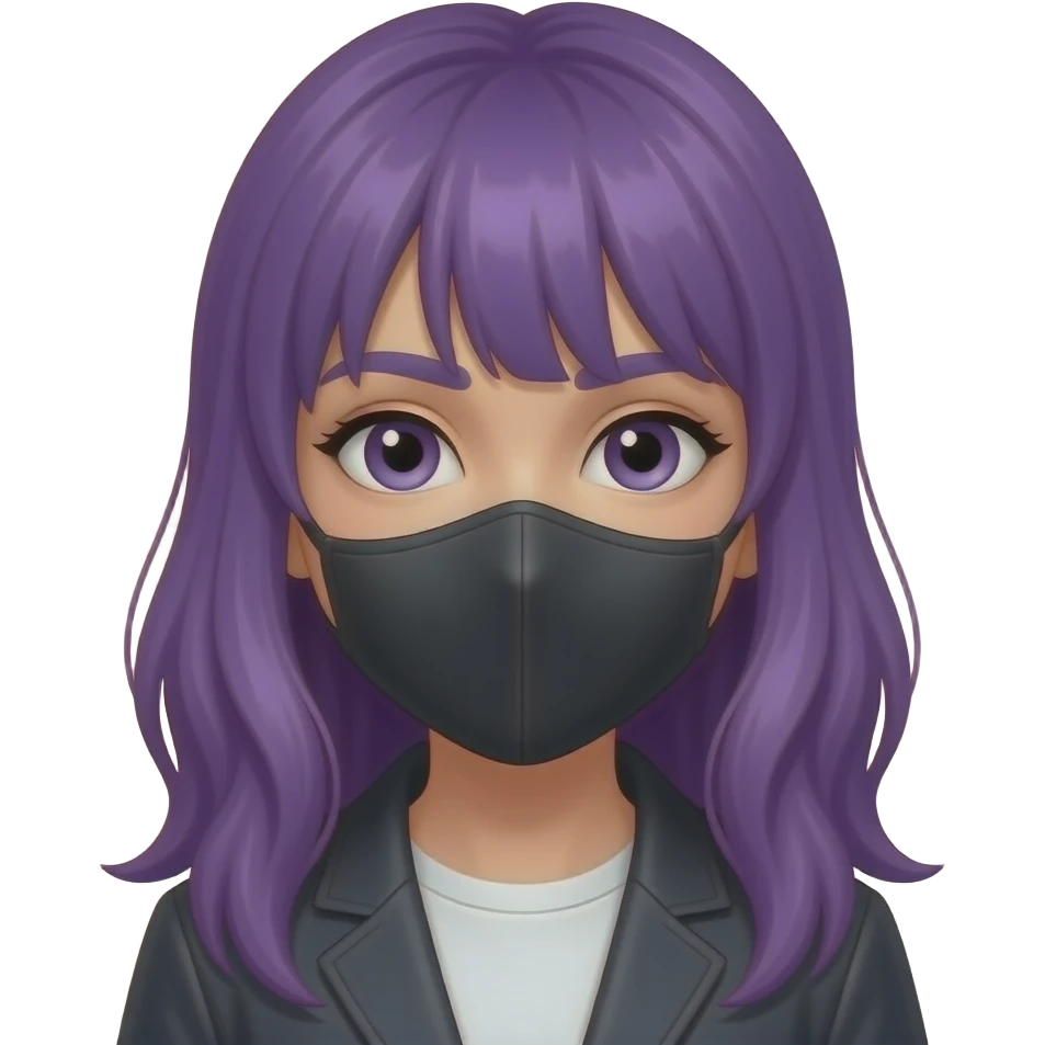 GIRL WITH LONG PURPLE HAIR WITH A MASKED MAN emoji