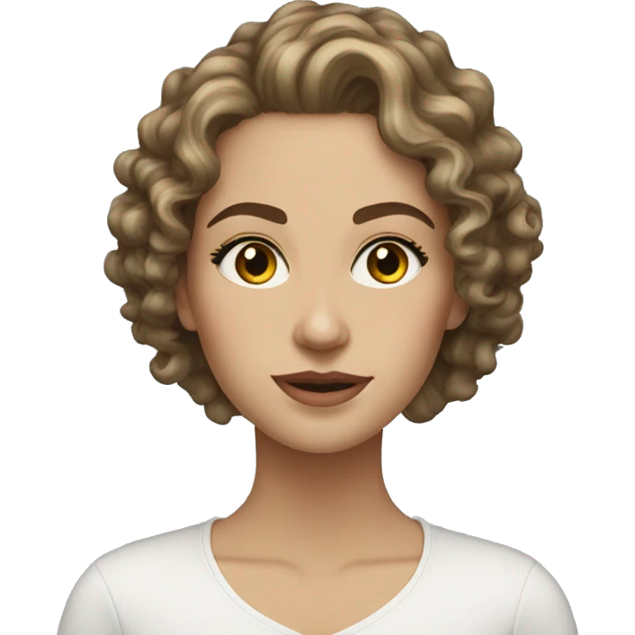 white women fabulous hazel eyes medium long brown hair curly emoji