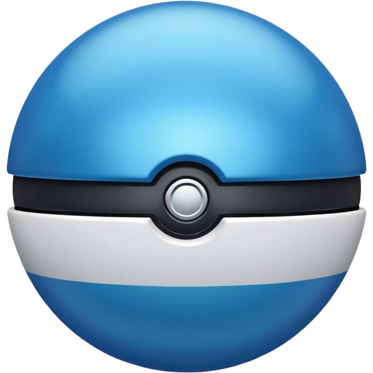 blue pokeball emoji, top half is a more saturated blue, bottom half is white, black stripe, with a metallic sheen emoji
